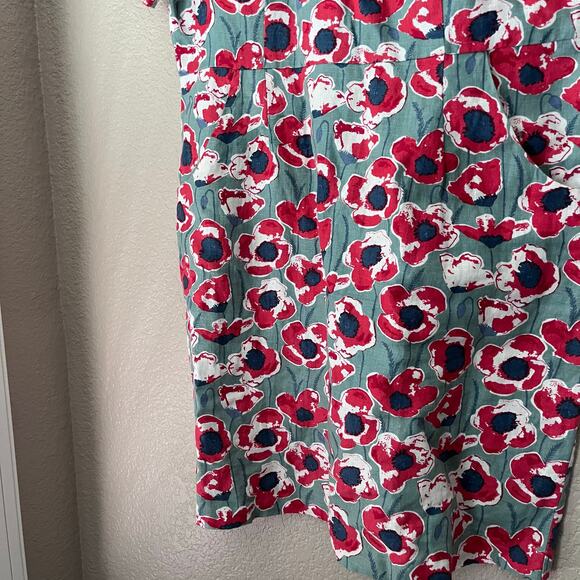 Seasalt Cornwall Porthmeor Linen Floral Dress Red Blue Plus Lined Sheath 18 - Picture 3 of 8